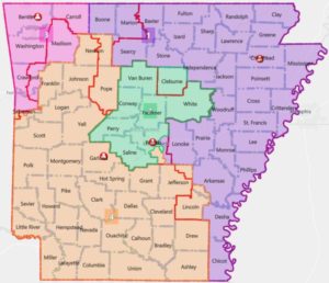 Map of proposed Arkansas Congressional districts